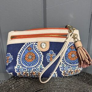 Spartina 449 Navy and Coral Paisley Wristlet